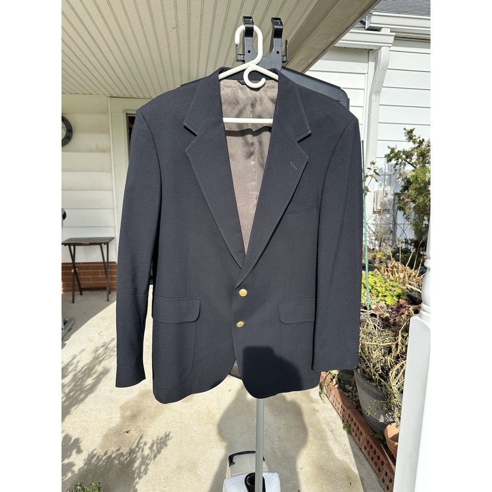 Meeting Street Blazer Men's 43R Wool Gold Button Classic Made USA Jacket Black